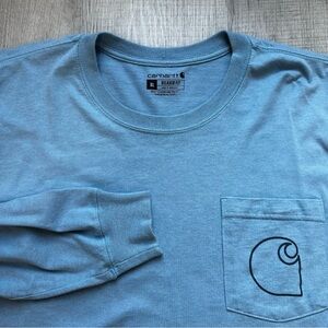 Carhartt XL Long Sleeve Shirt Blue Relaxed Fit Pocket TK5421-M Men’s Workwear